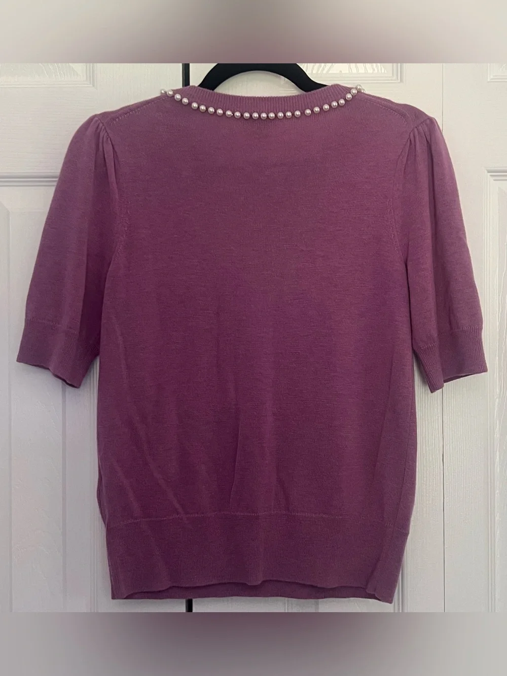 Kate Spade Pearl & Pave Collar Short Sleeve Sweater in Lilac Bloom